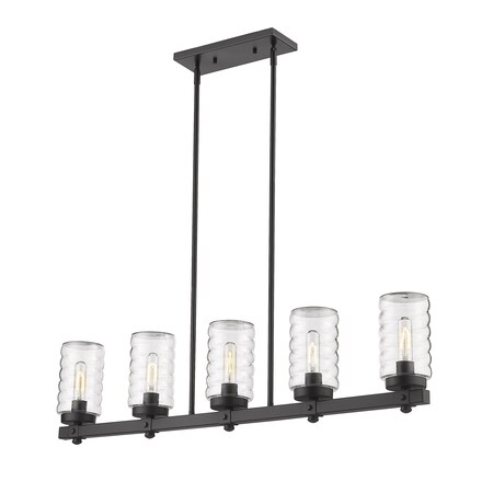 Z-Lite Tahoe 5 Light Outdoor Linear, Matte Black & Clear 588-5L-BK